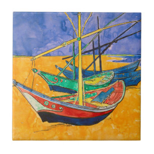 Van Gogh Boote Impressionismus Strand Fliese