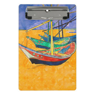 Van Gogh Boote Impressionismus Strand Mini Klemmbrett