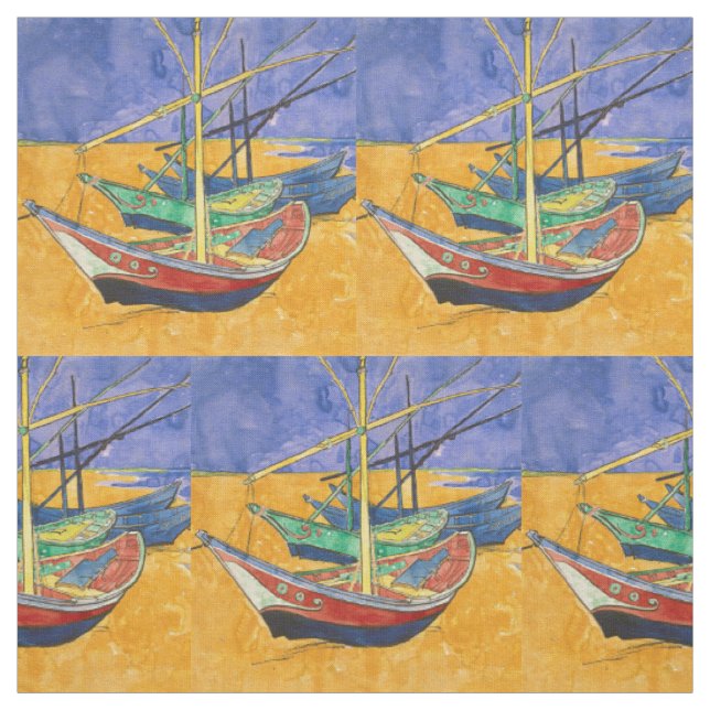 Van Gogh Boote Impressionismus Strand Stoff (Muster)
