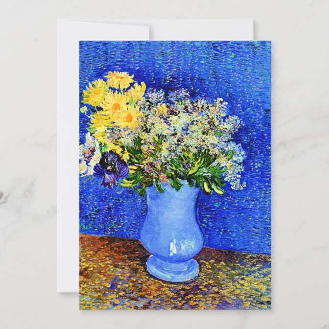 Van Gogh - Bouquet der Blume in einer blauen Vase Karte (Vorderseite)