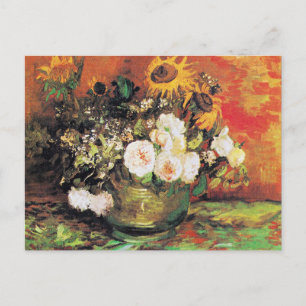 Van Gogh - Bowl mit Sonnenblumen, Rose... Postkarte