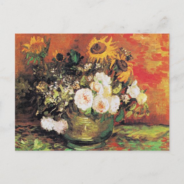Van Gogh - Bowl mit Sonnenblumen, Rose und anderen Postkarte (Vorderseite)