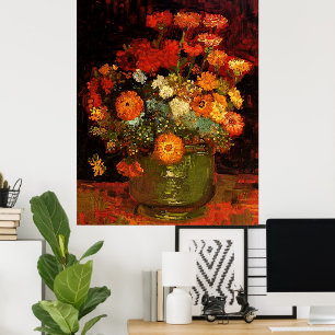 Van Gogh - Bowl mit Zinnias Poster