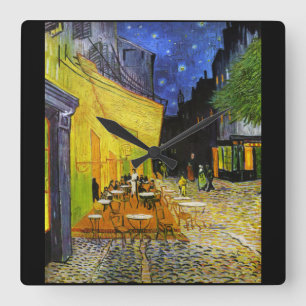 Van Gogh , “Cafe Terrace at Night” Quadratische Wanduhr