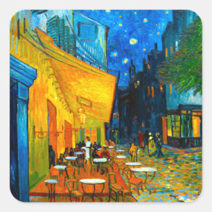 Van Gogh Café Terrace at Night Quadratischer Aufkleber