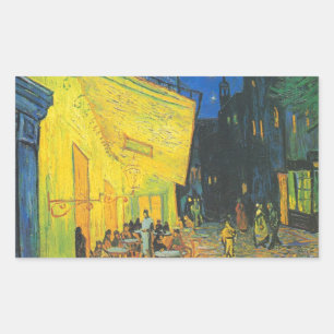 Van Gogh Cafe Terrace French Street Scene Rechteckiger Aufkleber