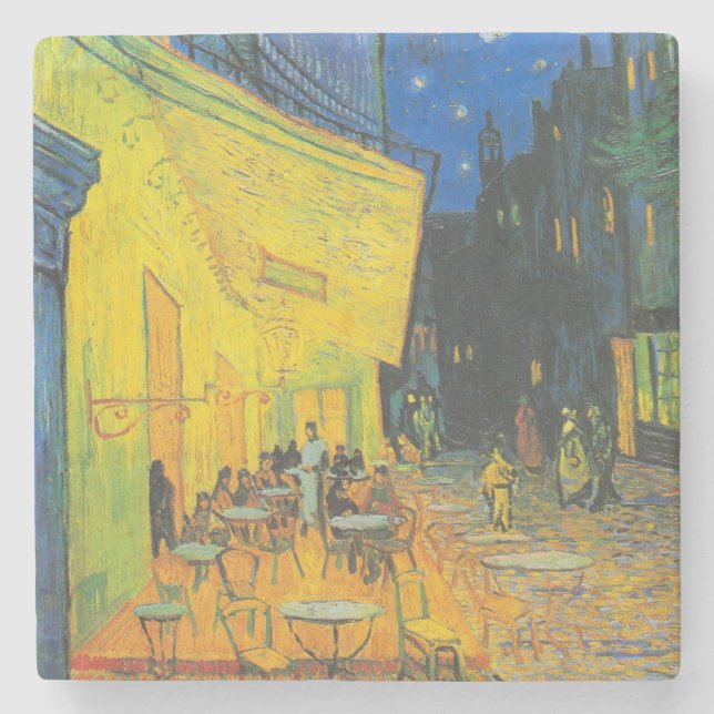 Van Gogh Cafe Terrace French Street Scene Steinuntersetzer (Vorderseite)
