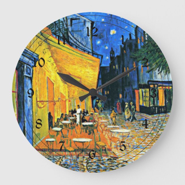 Van Gogh: Cafe Terrace Große Wanduhr (Vorderseite)