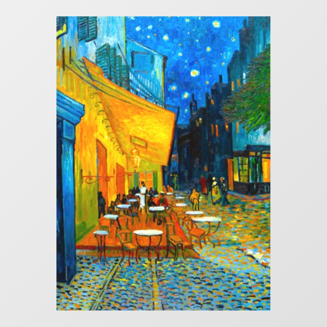 Van Gogh Café Terrasse am Abend Fensteraufkleber (Blatt)