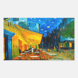 Van Gogh Café Terrasse am Abend Rechteckiger Aufkleber