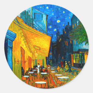 Van Gogh Café Terrasse am Abend Runder Aufkleber