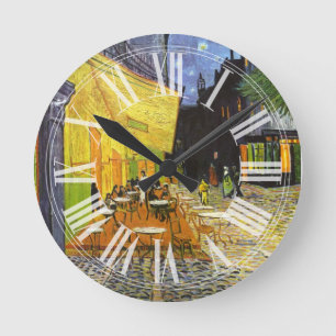 Van Gogh Café-Terrasse bei Nacht Runde Wanduhr