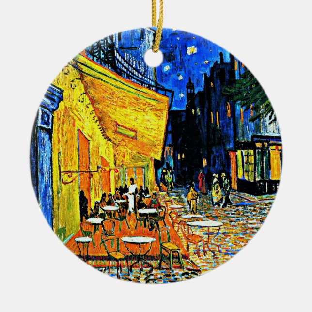 Van Gogh - Cafe Terrasse, berühmtes Bild Keramik Ornament (Vorne)