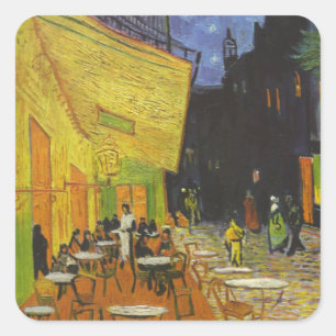 Van Gogh Cafe Terrasse Post-Impressionist Quadratischer Aufkleber