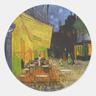 Van Gogh Cafe Terrasse Post-Impressionist Runder Aufkleber