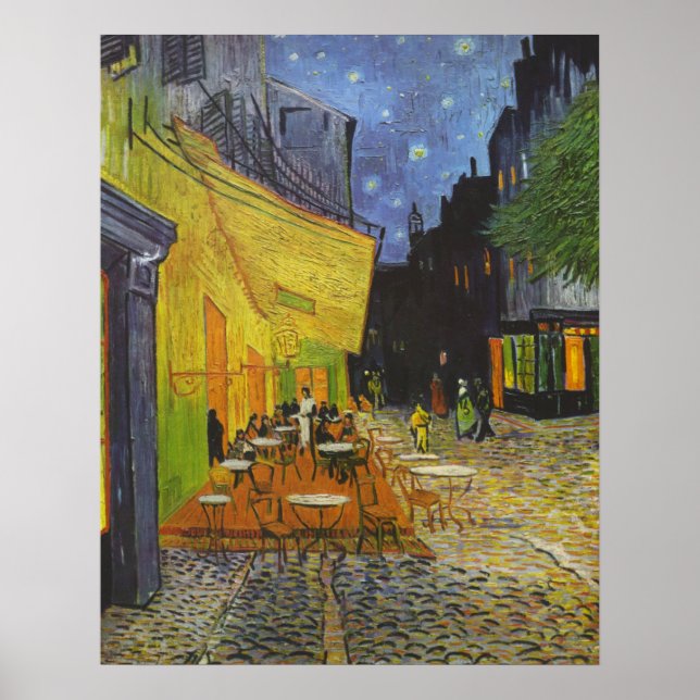 Van Gogh Cafe Terrasse Posteindrucksvolle Malerei Poster (Vorne)