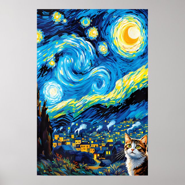 van Gogh Cat Art Poster (Vorne)