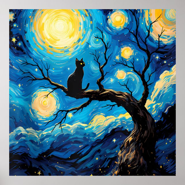 van Gogh Cat Art Poster (Vorne)
