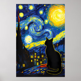 van Gogh Cat Art Poster