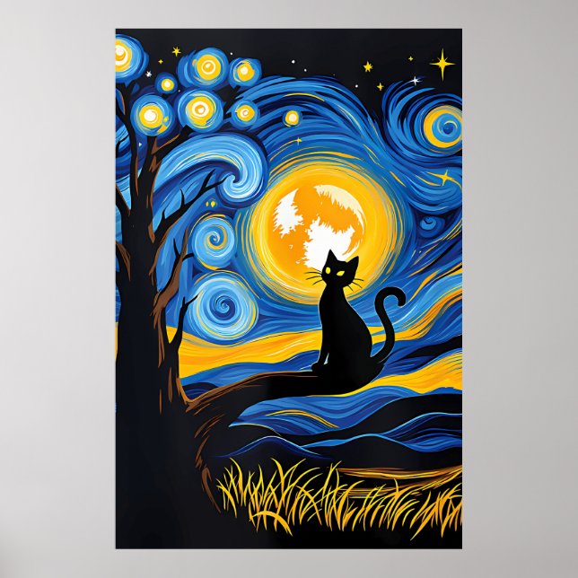 van Gogh Cat Art Poster (Vorne)