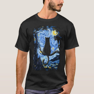 Van Gogh Cat Starry Night Van Gogh Cat Lovers fami T-Shirt