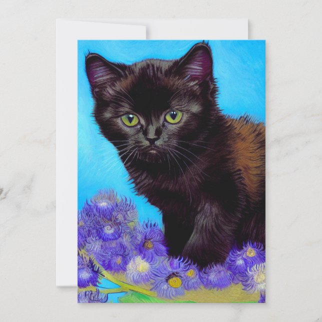 Van Gogh Cat und Blume Ankündigung (Vorderseite)