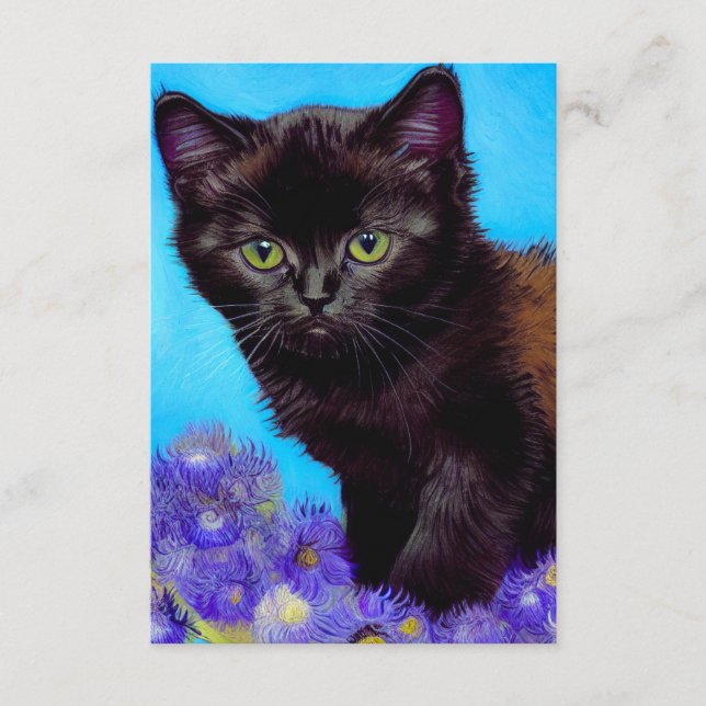 Van Gogh Cat und Blume Begleitkarte (Vorderseite)