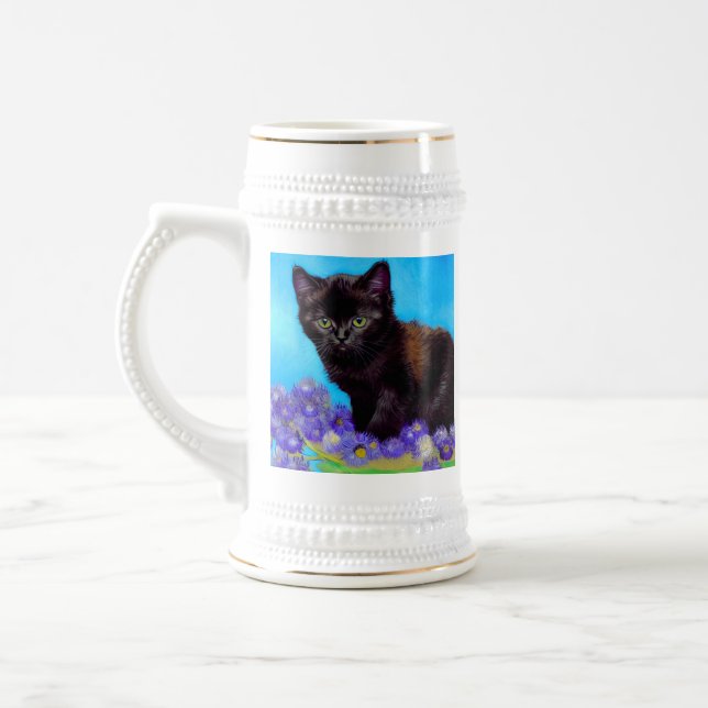 Van Gogh Cat und Blume Bierglas (Links)
