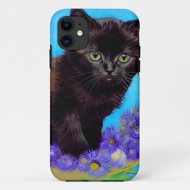 Van Gogh Cat und Blume Case-Mate iPhone Hülle (Rückseite)