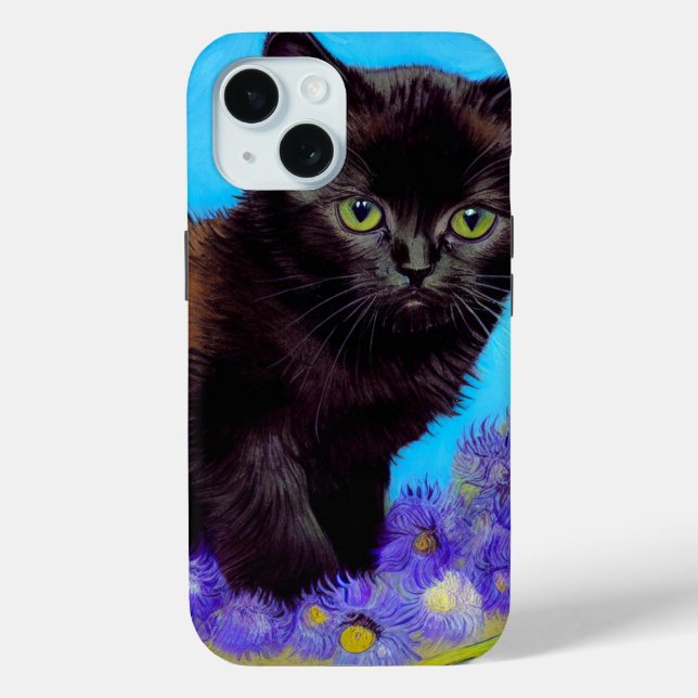 Van Gogh Cat und Blume Case-Mate iPhone Hülle (Rückseite)