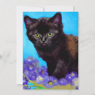 Van Gogh Cat und Blume Einladung