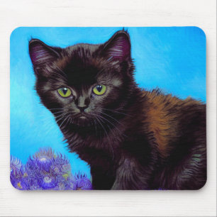 Van Gogh Cat und Blume Mousepad