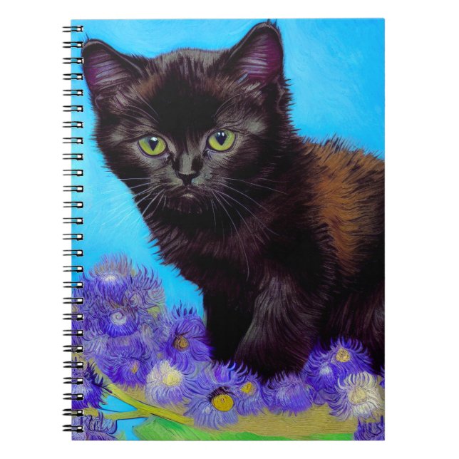 Van Gogh Cat und Blume Notizblock (Vorderseite)