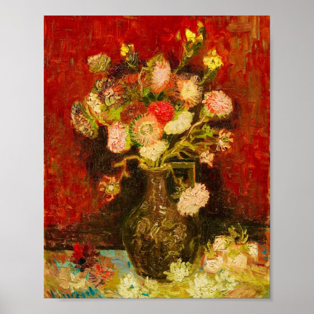 Van Gogh Chinesische Astern und Gladiolen Poster (Vorne)