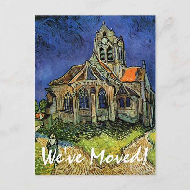 Van Gogh Church in Auvers, Adresänderung Ankündigungspostkarte (Vorderseite)
