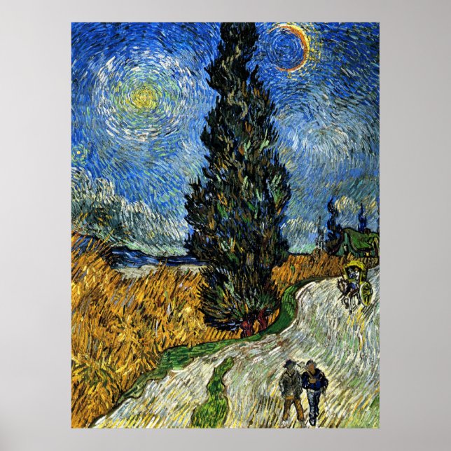 Van Gogh - Cypress gegen einen Starry Sky Poster (Vorne)