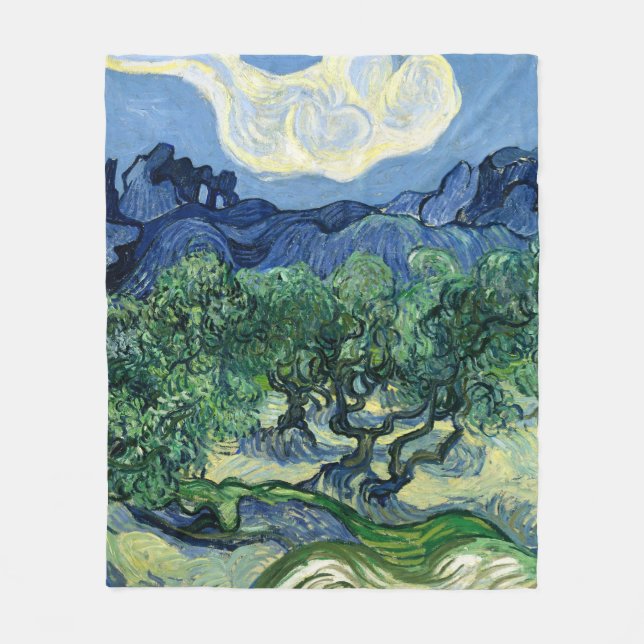 Van Gogh Das Olive Trees Landschaftsbild Fleecedecke (Vorderseite)