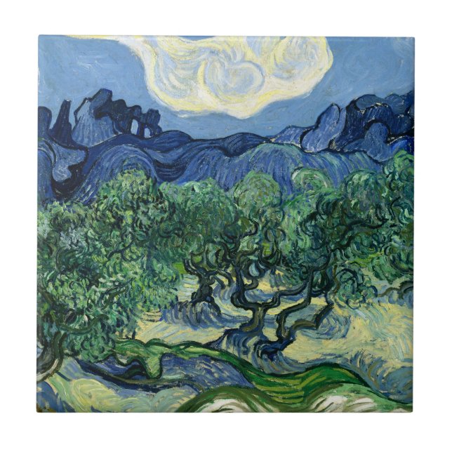 Van Gogh Das Olive Trees Landschaftsbild Fliese (Vorderseite)