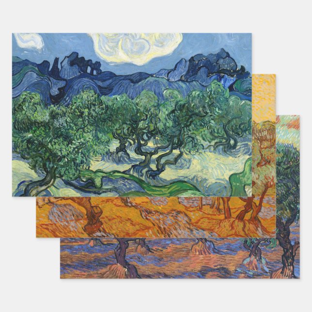 Van Gogh Das Olive Trees Landschaftsbild Geschenkpapier Set (Set)