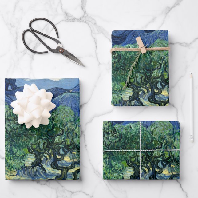 Van Gogh Das Olive Trees Landschaftsbild Geschenkpapier Set (Vorderseite)