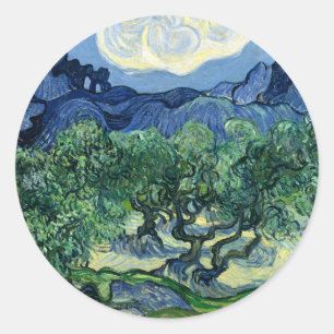 Van Gogh Das Olive Trees Landschaftsbild Runder Aufkleber