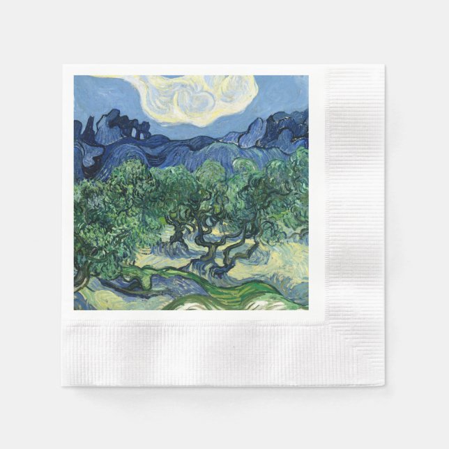 Van Gogh Das Olive Trees Landschaftsbild Serviette (Vorderseite)
