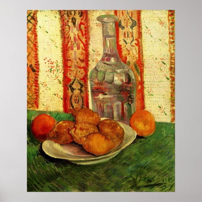 Van Gogh - Decanter und Zitronen auf einer Platte Poster (Vorne)