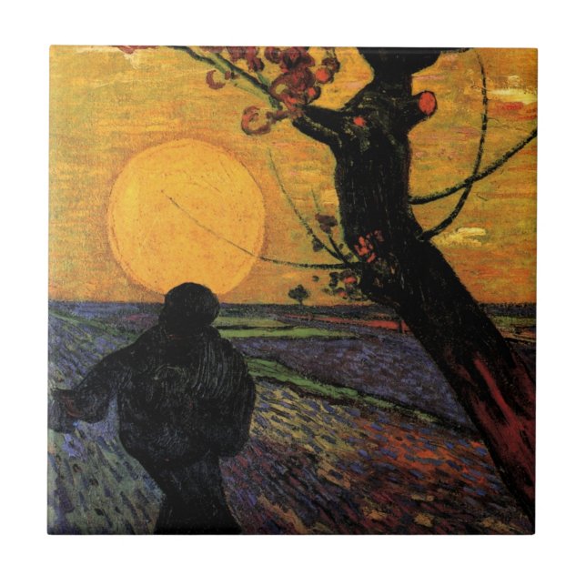 Van Gogh; Der Sämann, Vintage-Bauer Fliese (Vorderseite)