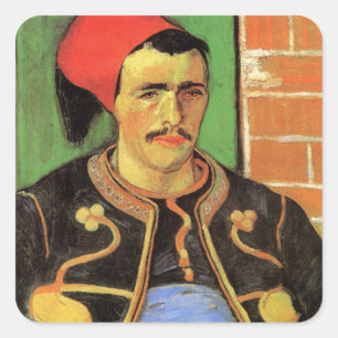 Van Gogh, Der Zuave, Vintage-Impressionismus-Kunst Quadratischer Aufkleber