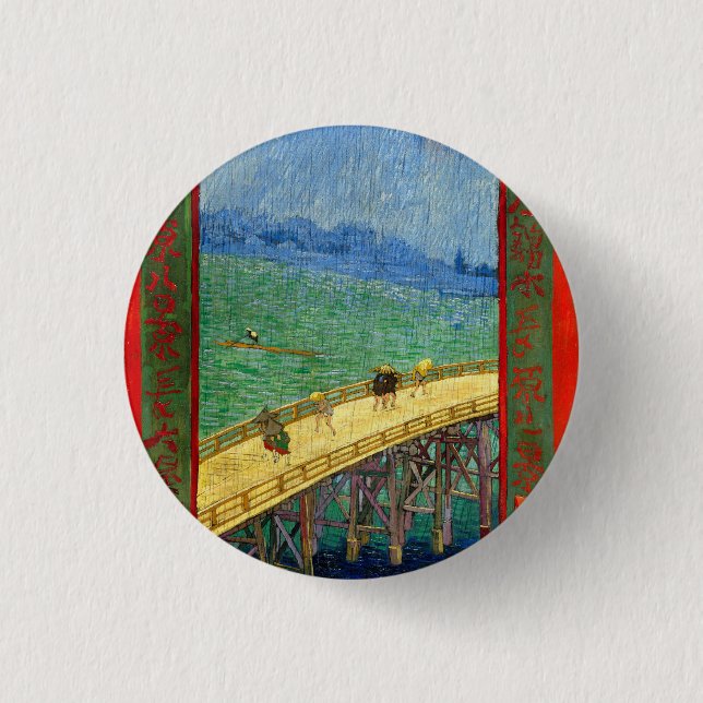 Van Gogh Die Brücke im Regen nach Hiroshige Button (Vorderseite)