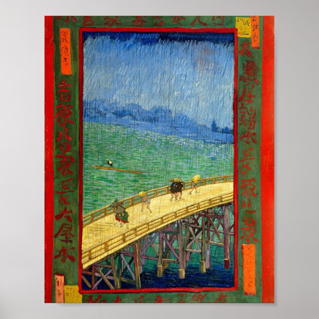 Van Gogh Die Brücke im Regen nach Hiroshige Poster (Vorne)