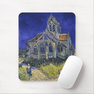 Van Gogh Die Kirche in Auvers Blaue Himmelskunst Mousepad