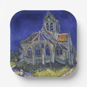 Van Gogh Die Kirche in Auvers Blaue Himmelskunst Pappteller