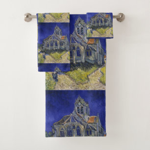 Van Gogh Die Kirche in Auvers Blauer Himmel Kunst Badhandtuch Set